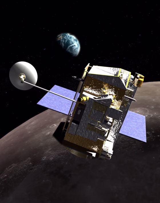 The Lunar Reconnaissance Orbiter, shown in this artist's conception, will survey the lunar surface, develop better data about the moon's water ice resources and characterize the radiation environment.
