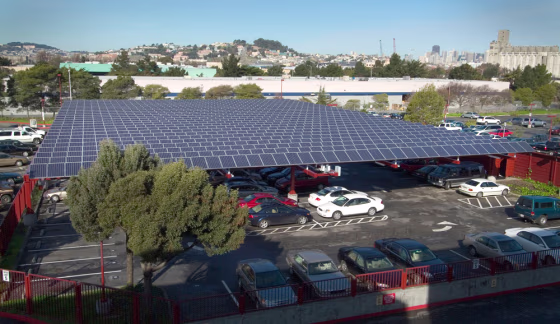 CHEVRON SOLAR ELECTRIC SYSTEM MOUNTED ON A PARKING CANOPY