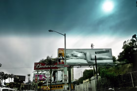 Sunset Boulevard is viewed through an au
