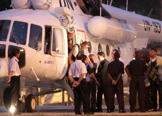 Former Liberian President Charles Taylor arrives in Sierra Leone