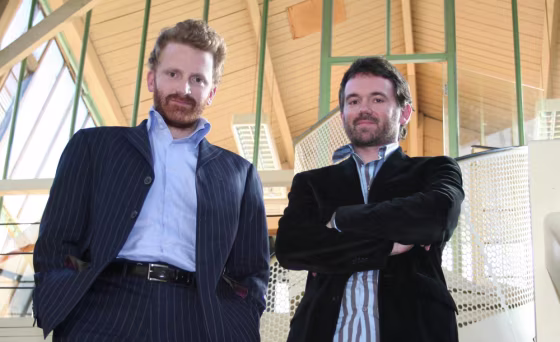 Pierre Kosciusko-Morizet, left, CEO of PriceMinister.com, one of France's fastest growing e-sales businesses, with Olivier Mathiot, vice president of the company.