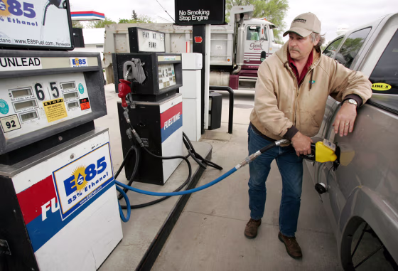 Steve Duenow fills his truck with a E85 fuel&nbsp;in St. Ansgar, Iowa. A corn and soybean farmer, Duenow sees the value in buying a flex- fuel truck that can burn regular gas, 10 percent ethanol or the newest renewable fuel,&nbsp;E85 --&nbsp;a blend of 85 percent grain alcohol distilled from corn and 15 percent gas.