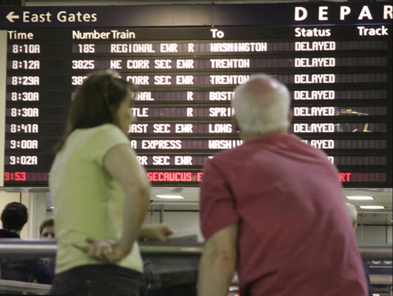 Amtrak departures were delayed across the Northeast Thursday, including routes shown here at New York's&nbsp;Pennsylvania Station.