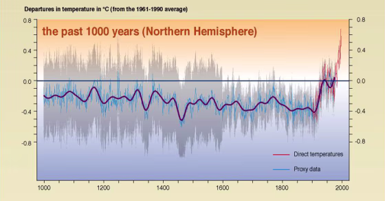 This graphic, published in 2001 by the U.N.-backed Intergovernmental Panel on Climate Change, has been dubbed the "hockey stick" chart due to its shape.
