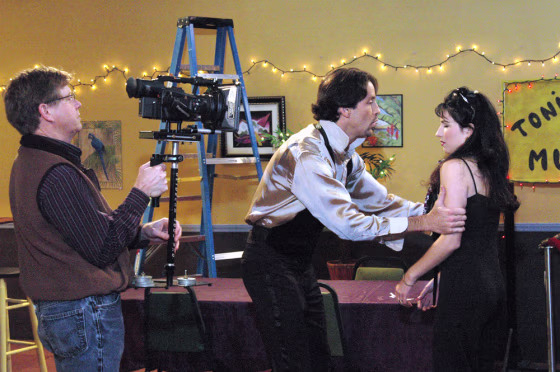 A scene from the making of “Nuestro Barrio” or “Our Neighborhood” in a Durham, N.C. studio. The show teaches Latinos about the ways of the United States while entertaining them with traditional storylines revolving around love and betrayal.