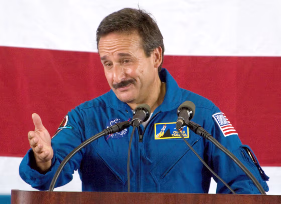 Sources say that Charles Camarda, shown here at a ceremony after his flight on the shuttle Discovery last year, has been reassigned from a top engineering management position at NASA's Johnson Space Center.