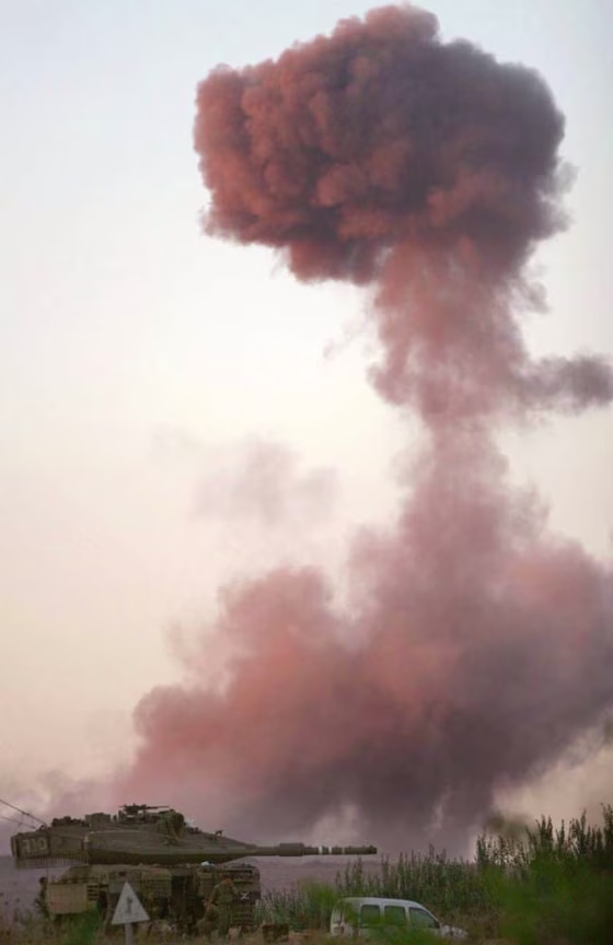 Israeli tanks and troops face heavy resistance in the southern Lebanon town of Bint Jbail, a Hezbollah stronghold, on Wednesday.
