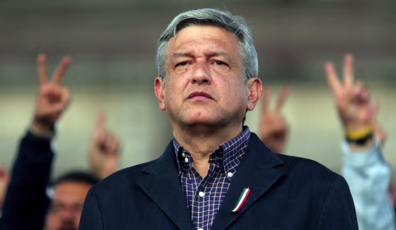 Presidential candidate of Party of Democratic Revolution Obrador looks at his supporters in Mexico City