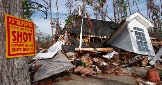 A home in Bay St. Louis, Miss., lies in ruin after Hurricane Katrina.&nbsp;In some&nbsp;areas where flood insurance&nbsp;is considered mandatory, only 50 percent of homeowners actually carry a policy.
