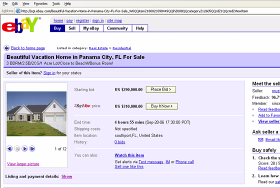 As the housing market softens, more motivated sellers are seen turning to auction Web sites like eBay to list their homes.