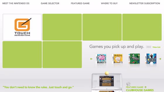 Nintendo's Touch Generations site targets older gamers: "Not a hard core gamer? That's OK."