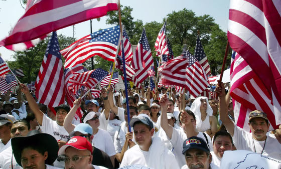 Demonstrators march through Chicago on July 19 in one of the numerous rallies that took the contentious immigration issue to the streets in 2006.