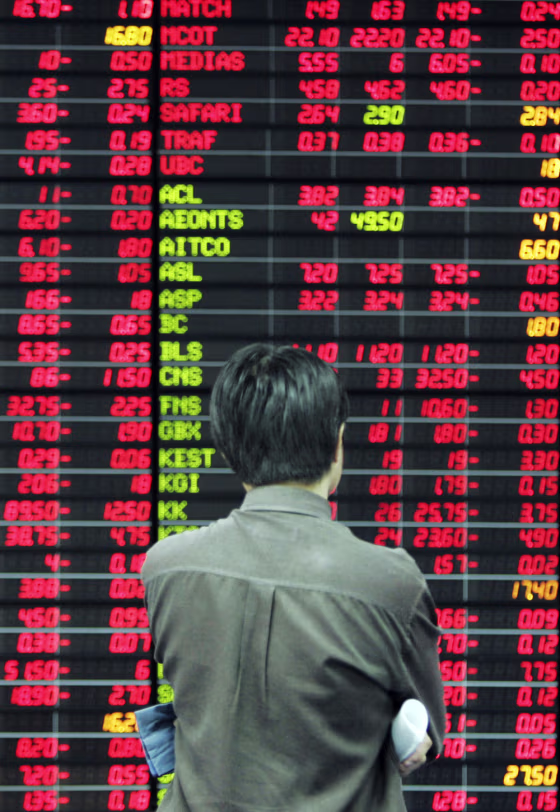 An investor monitors an electronic board at a private trading floor in Bangkok, Thailand, Tuesday, where&nbsp;stocks plummeted nearly 15 percent, a record,&nbsp;after the central bank announced rules to discourage foreign capital inflows.