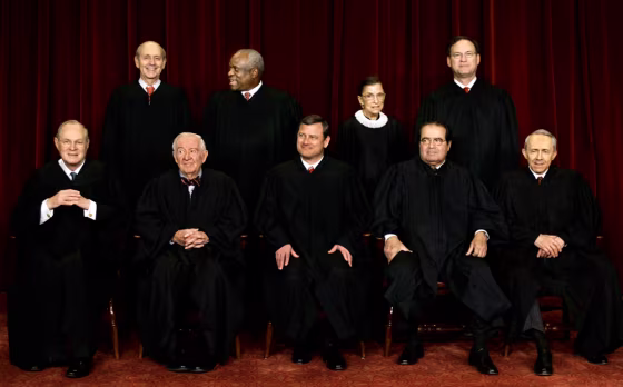 Anthony Kennedy, John Paul Stevens, John Roberts, Antonin Scalia, David Souter, Stephen Breyer, Clarence Thomas, Ruth Bader Ginsburg, Samuel Alito