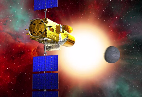 An artist's impression of the COROT satellite, set to launch on Dec. 27. COROT will use its telescope to monitor closely the changes in a star’s brightness that comes from a planet crossing in front of it. While it is looking at a star, COROT will also be able to detect ‘starquakes’, acoustical waves generated deep inside a star that send ripples across a star’s surface, altering its brightness.
