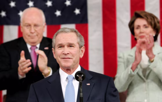 US President Bush arrives to deliver his annual State of the Union speech to a joint session of Congress in Washington
