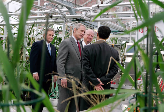 U.S. President George W. Bush tours the DuPont Experimental Station in Delaware