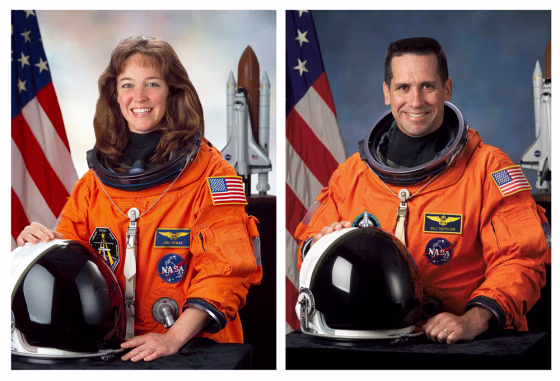 This combination photo shows NASA Astronaut Lisa Nowak and William Oefelein in there official NASA portraits
