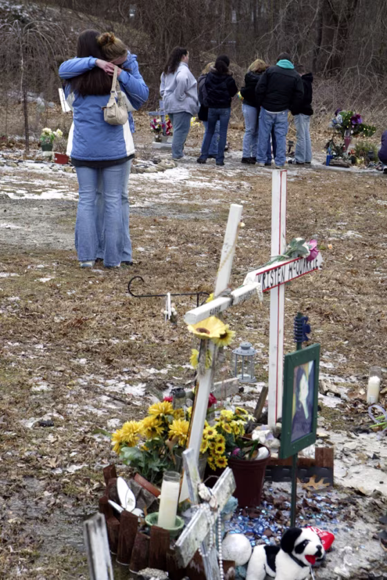 Family and friends who lost family members in the 2003 Station nightclub fire in West Warwick, R.I. gather Sunday at the site to mark the fourth anniversary of the deadly blaze. One hundred people died.