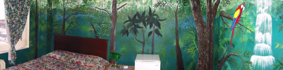 Room with a mural at the Pirate Haus Inn in St. Augustine.
