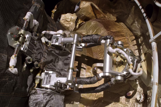 The docking snag occurred when a supply drone arrived at the international space station in October. A guidance antenna, left, did not retract as planned before contact and lodged under a handrail.