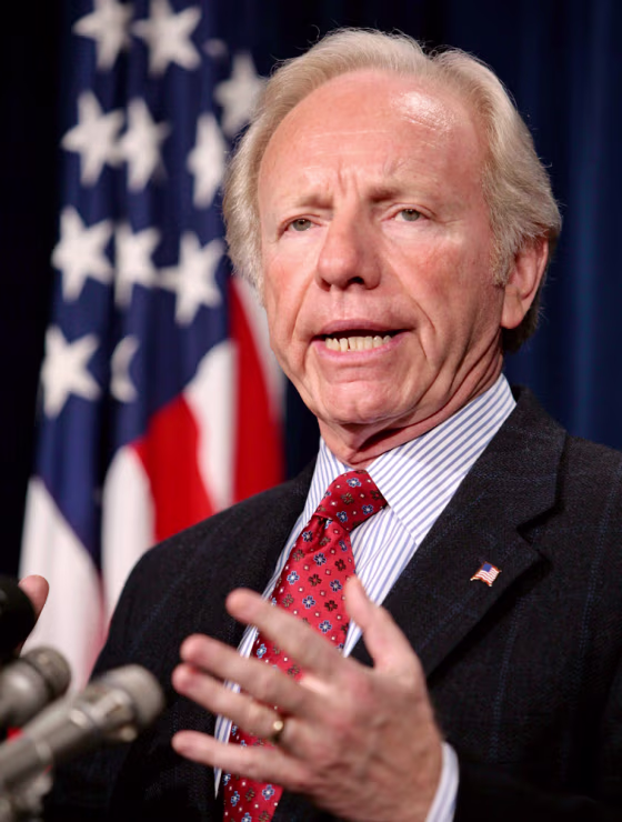 US Senator Lieberman talks to the media about Iraq on Capitol Hill in Washington