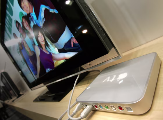 Apple's new Apple TV is on display at th