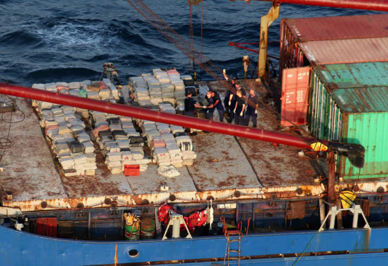 Panamanian police seized a boat off the nation's Pacific coast carrying 21.4 tons of cocaine in one of the biggest maritime cocaine busts anywhere on record, officials said Monday.