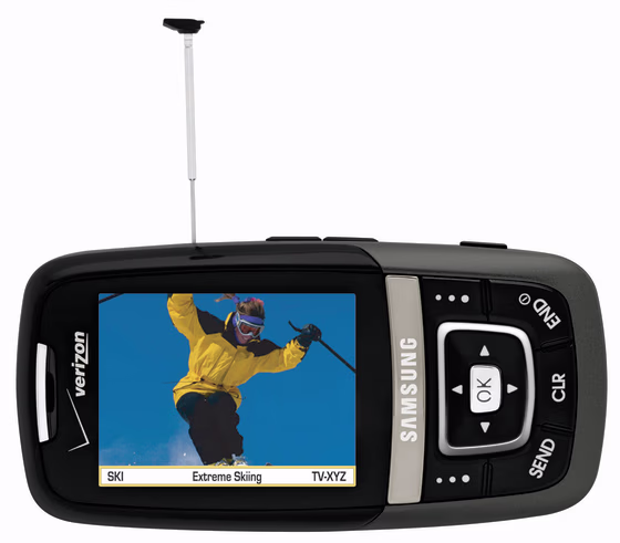The antenna on the Samsung SCH-u620 is a dead giveaway of what this nifty phone can do: television.