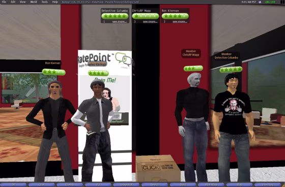 This is an undated screen grab provided by RatePoint Inc., a software startup that created a five-star rating system for characters in the online virtual world "Second Life." The software will be available as a free download starting next week. 