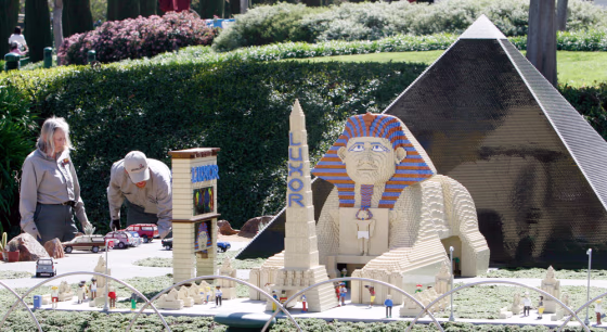 Legoland in Carlsbad, Calif., features a mini-land exhibit that includes a reproduction of the Luxor Hotel.