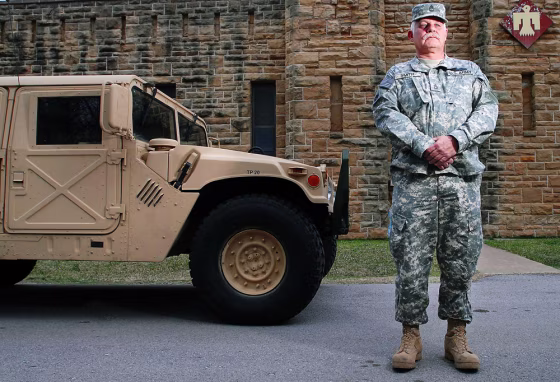 Sgt. First Class Earl Smith, outside the Pawhuska Armory in Pawhuska, Okla., on&nbsp;Monday, is one of the Army National Guard soldiers in four states, including Oklahoma, who have been chosen for possible deployment to Iraq next year. 