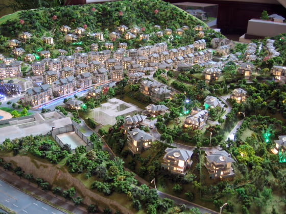 A model of Zurich Town, which bills itself as the most expensive theme-style development in the region. Of the 300 units, only 10 have not yet been sold.
