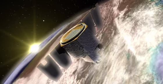 This artist’s illustration depicts NASA’s AIM satellite in Earth orbit, where it will scan the planet’s noctilucent — or ‘night shining’ — clouds.