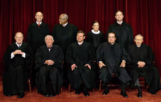 Anthony Kennedy, John Paul Stevens, John Roberts, Antonin Scalia,  David Souter, Stephen Breyer,  Clarence Thomas, Ruth Bader Ginsburg, Samuel Alito
