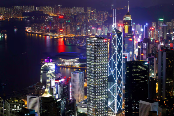 A general view of the Hong Kong Island skyline is seen from the Peak in Hong Kong