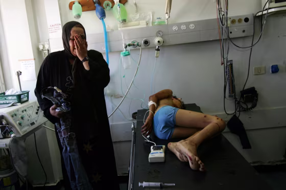 The mother of wounded Palestinian child