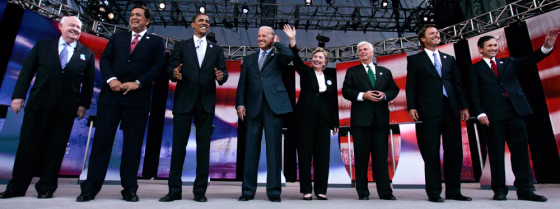 John Sweeney, Bill Richardson, Barack Obama, Joe Biden, Hillary Rodham Clinton, Chris Dodd, John Edwards, Dennis Kucinich