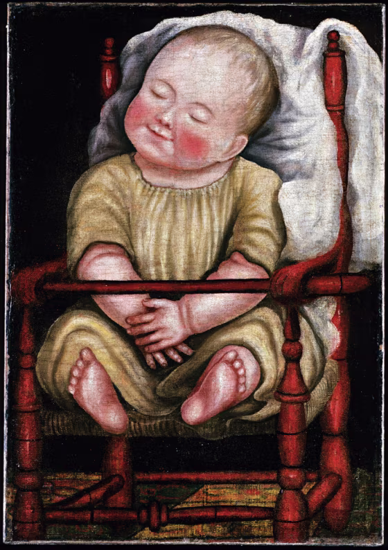 This folk art painting of a baby in a red chair is on display at the Abby Aldrich Folk Art Museum, in Williamsburg, Va. The Museum re-opened earlier in 2007 after a two-year, $6 million expansion project with 11 galleries in 10,400 square feet of exhibition space. The museum has more than 3,000 folk art objects from the 18th, 19th and 20th centuries.