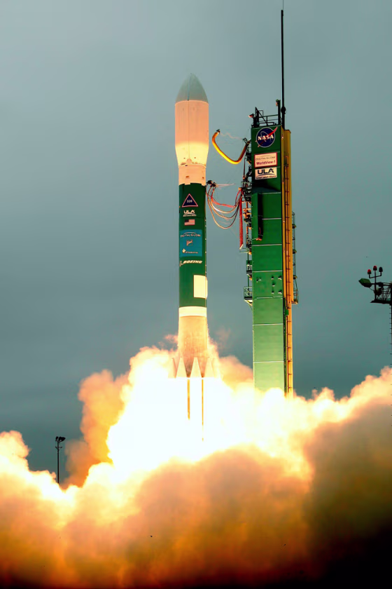A Delta II rocket carrying the WorldView-1 satellite is launched at Vandenberg Air Force Base, California