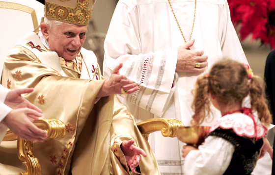 Pope Benedict XVI celebrates midnight mass in St Peter's Basilica at the Vatican