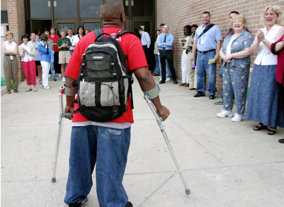 Ali Mohammed, a high school senior, lost both is legs when he was 8 after an attack on his family's home in Mogadishu.