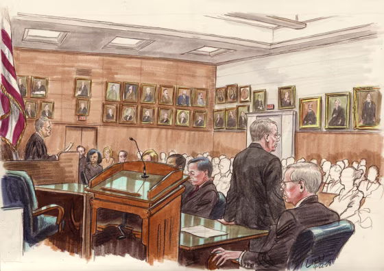 Sen. Ted Stevens, R-Alaska, stands before the pool of prospective jurors for his upcoming trial, Monday.