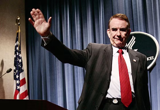 The secretary of Health and Human Services waves goodbye after announcing he was stepping down