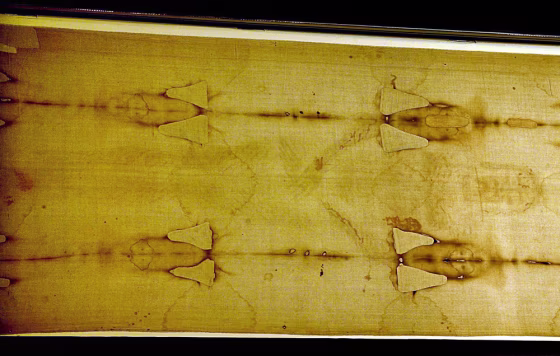 The 14 foot-long linen revered by some as the burial cloth of Jesus is shown at the Cathedral of Turin, Italy in this 2000 file photo.