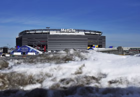 Image: Snow is seen near the Metlife in East Rutherford, New Jersey