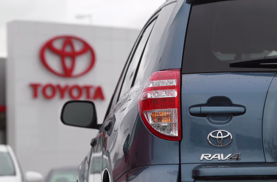 A Toyota RAV4 at a dealership in California. Toyota is recalling more than a quarter million vehicles because of a potential braking problem.