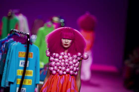 Image: A model displays an Autumn/Winter design by Agatha Ruiz de la Prada