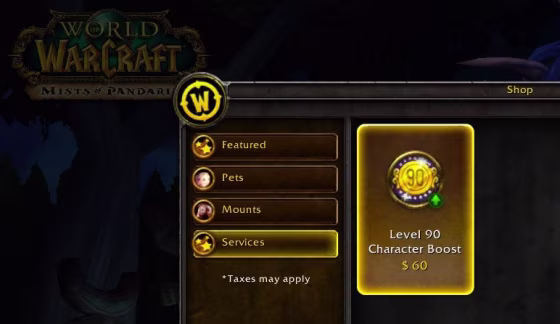 The $60 level boost is available in-game, and should appear on Blizzard's web store soon.