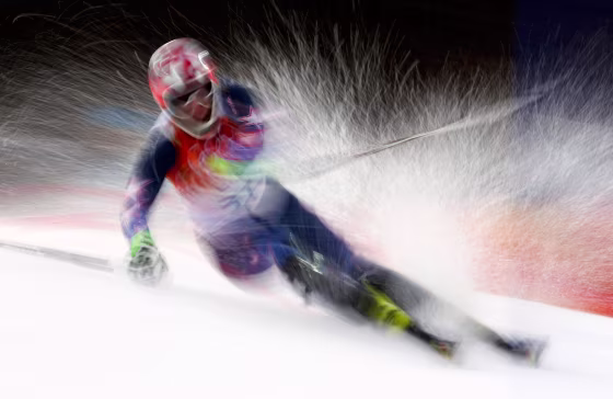 Image: Kasper of the U.S. competes in the first run of the men's alpine skiing slalom event at the Sochi 2014 Winter Olympics